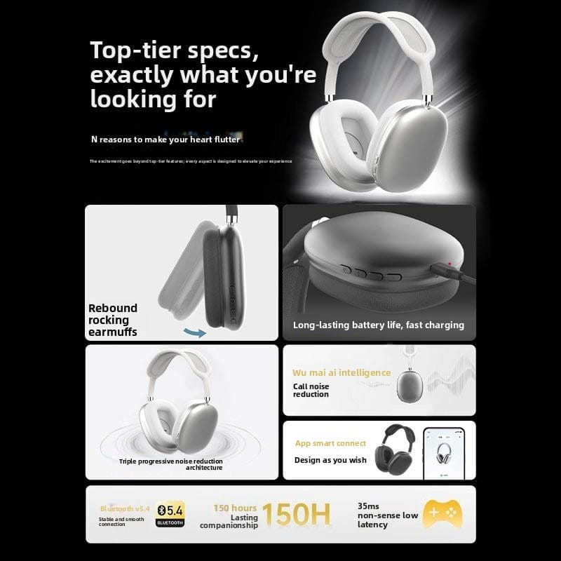 Wireless Gaming and Daily Workout Headphones with Dual Gold-certified High-Fidelity Sound and Active Noise Cancellation with wireless charging, IPX5 waterproofing, and IP5X dust resistance. - Image 2